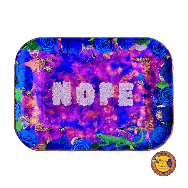 “Nope” Cerise + Blue Upcycled Wall Plate - House of Frisson