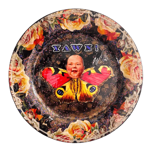 &quot;Yawn!&quot; Black Upcycled Wall Plate - House of Frisson