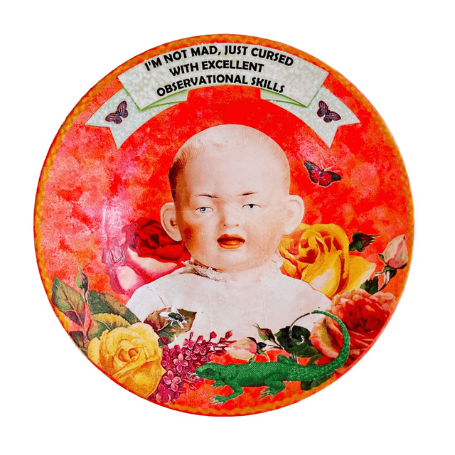 &quot;I&#039;m Not Mad, Just Cursed With Excellent Observational Skills&quot; Coral Upcycled Wall Plate - House of Frisson