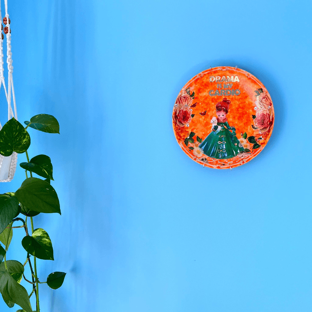 "Drama is my Cardio" Neon Orange Upcycled Wall Plate - House of Frisson
