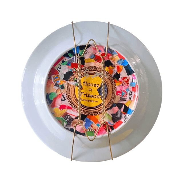 "Trouble Maker" Neon Pink Upcycled Wall Plate - House of Frisson